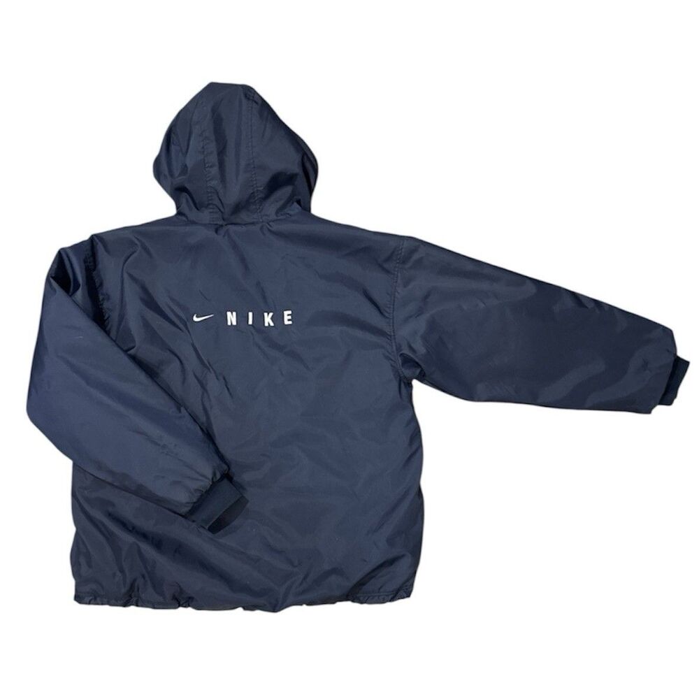 Vintage 90's Nike Puffer Jacket Men's XL Blue Embroidered Swoosh Logo Full Zip